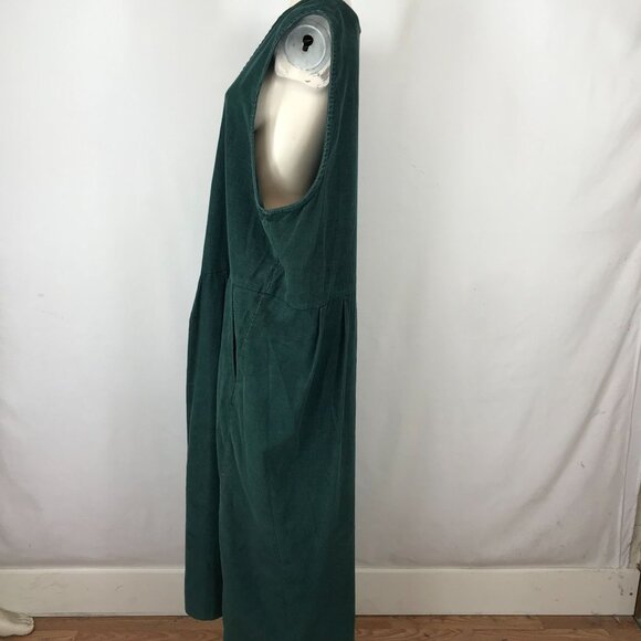 FAITH MOUNTAIN COMPANY - WOMEN'S XL - GREEN CORDUROY SLEEVELESS V NECK DRESS - Picture 3 of 6